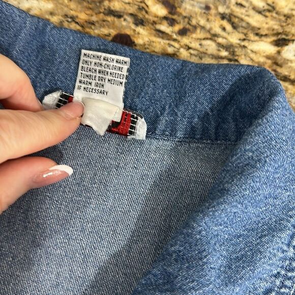 FADS Vintage Cotton Sleeveless Denim Midi Dress With Pockets Size 14 - Picture 5 of 8